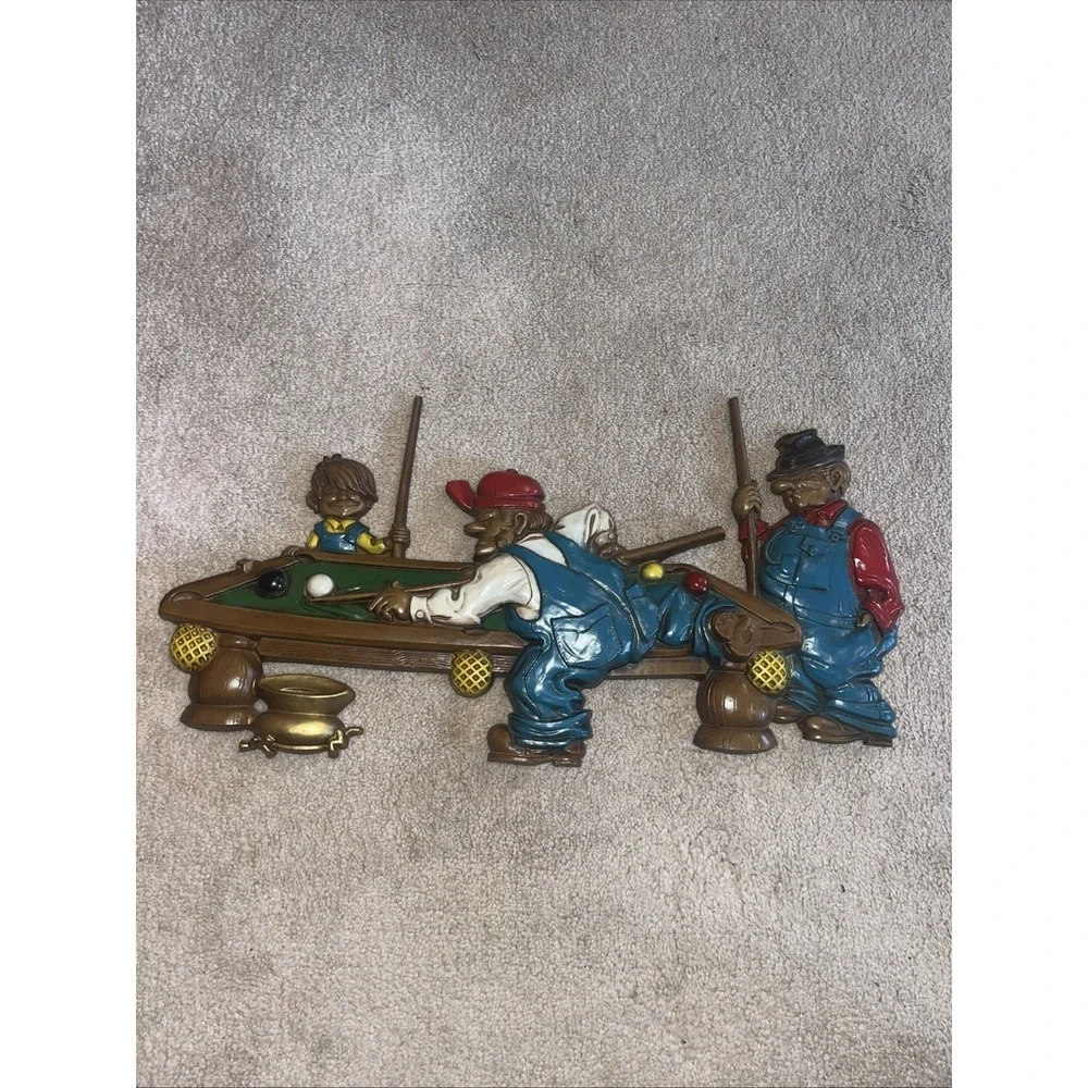 Vge 1971 SEXTON Wall Art Hanging Number 792 Man Shooting Pool Cast Iron Metal